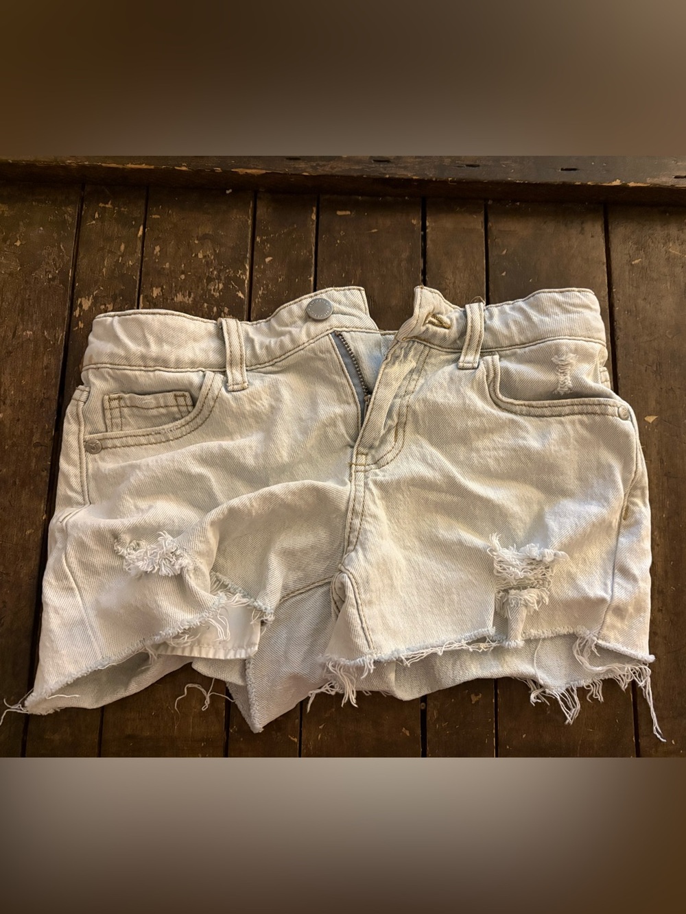 Target Cream Distressed Denim Shorts for Kids